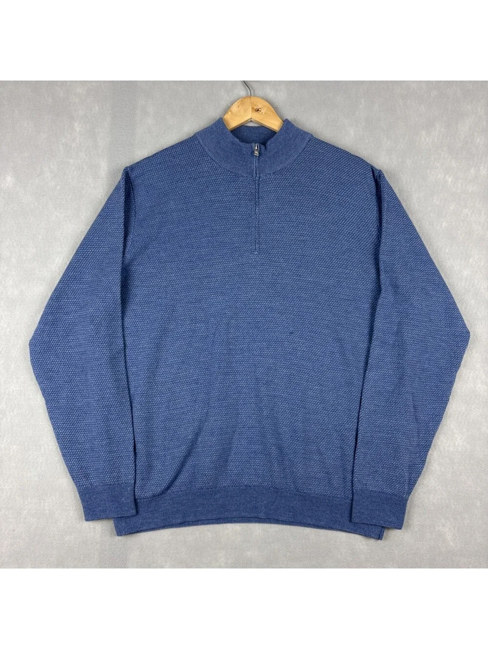 Peter Millar Crown Crafted Merino Wool Quarter Zip Sweater XL Blue Excursionist
